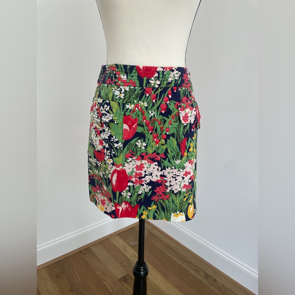 Tory Burch Green and Red Floral Design